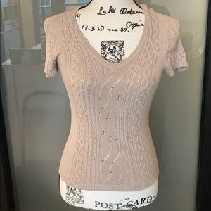 Oatmeal v-neck cable sweater